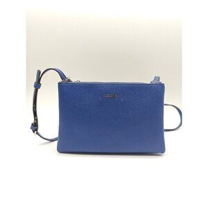 GUESS Noelle double-zip faux-leather small crossbody bag - Blue
